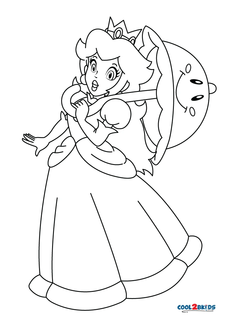 Printable princess peach coloring pages for kids