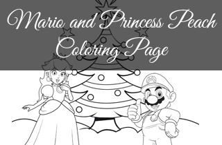 Free super mario and princess peach merry christmas coloring page