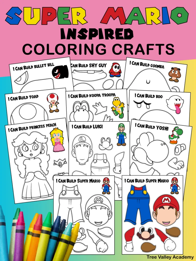 Super mario coloring pages paper crafts