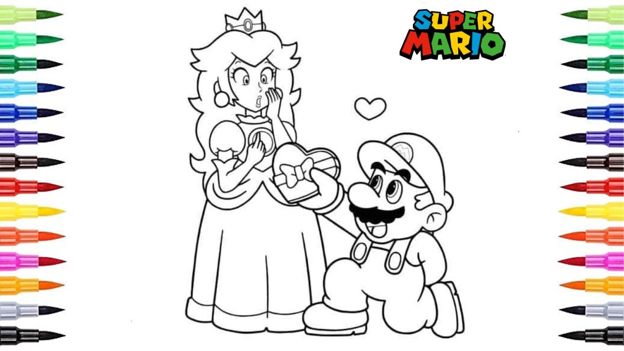 The super mario bros princess peach coloring pages luigi browser toad mario bros movie