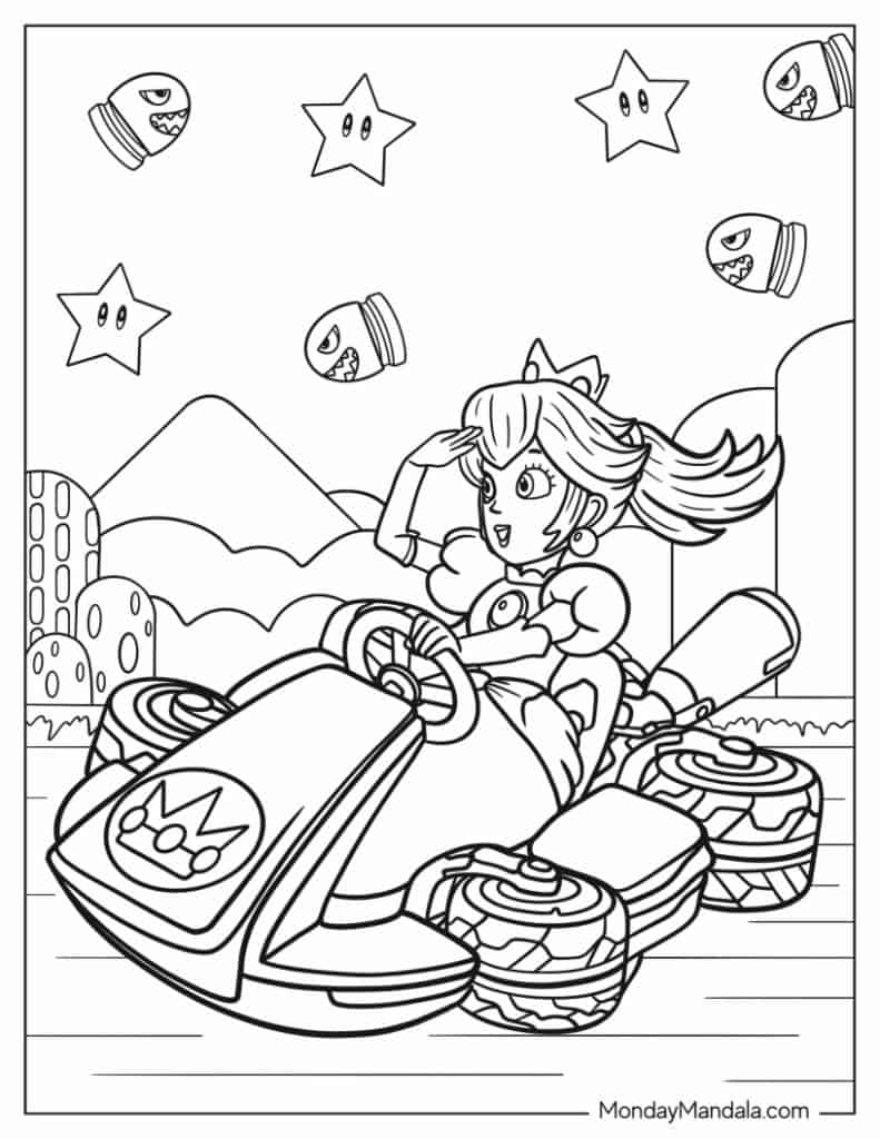 Mario kart coloring pages free pdf printables