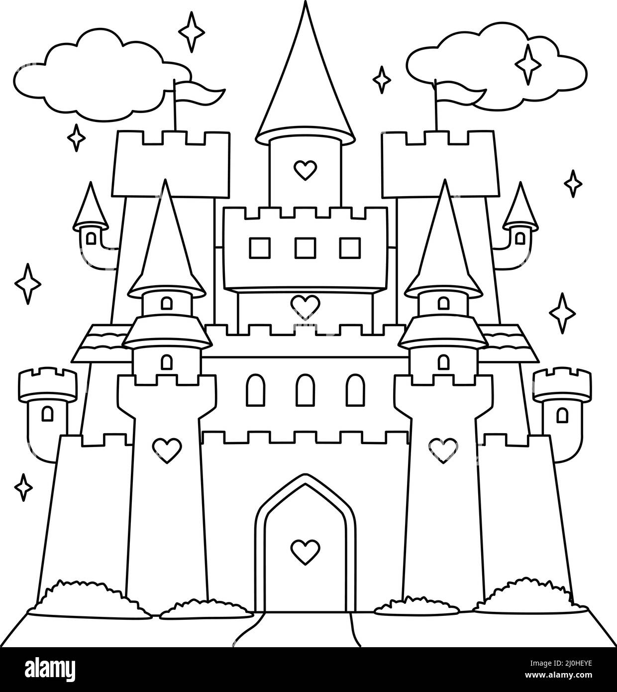 Castle coloring page for kids stock vector image art