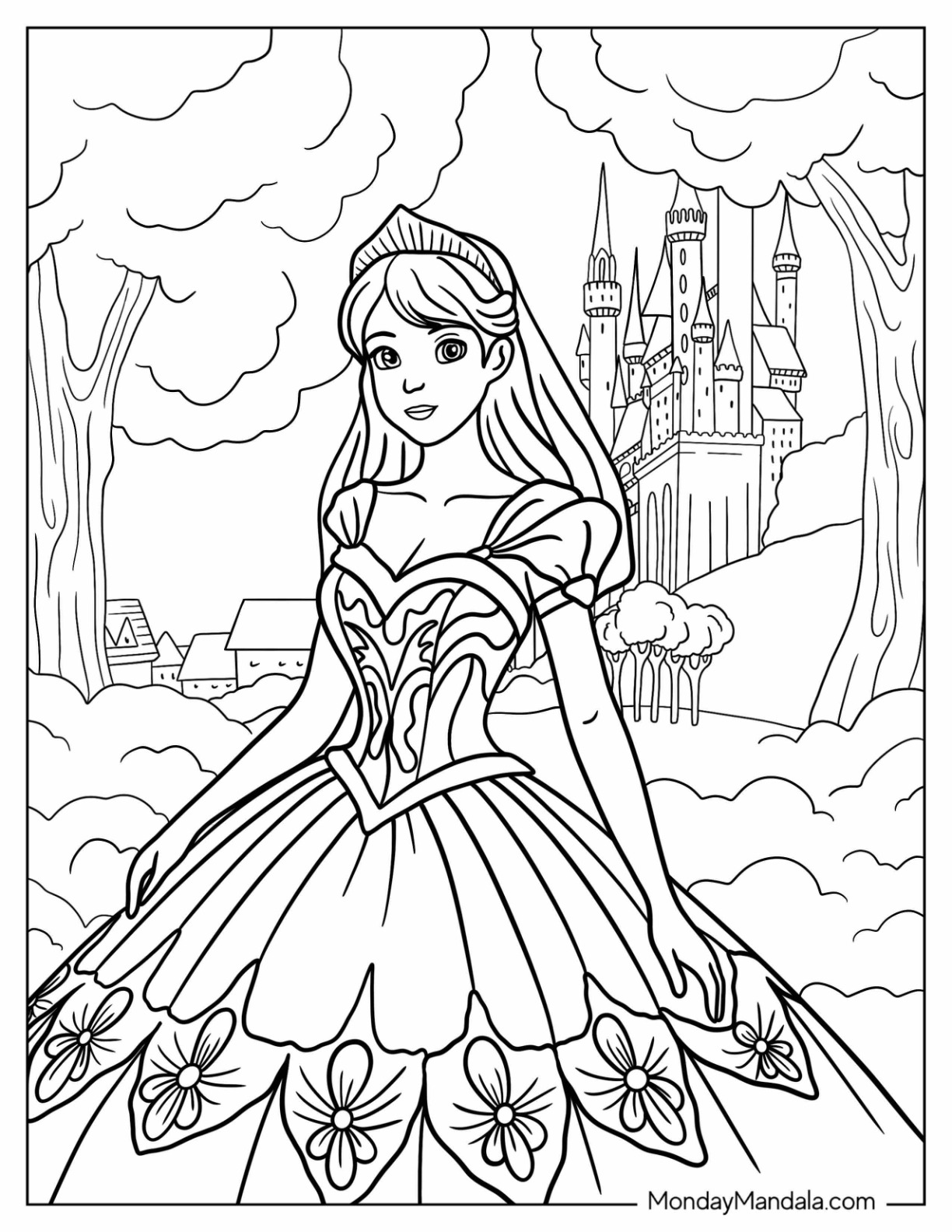 Princess coloring pages free pdf printables