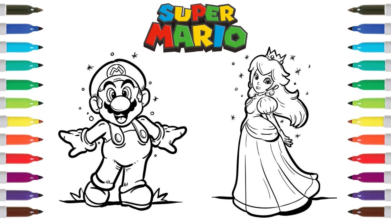 Super mario coloring book pages mario princess peach