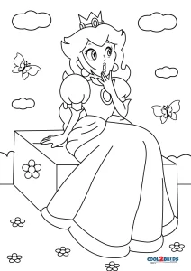 Printable princess peach coloring pages for kids