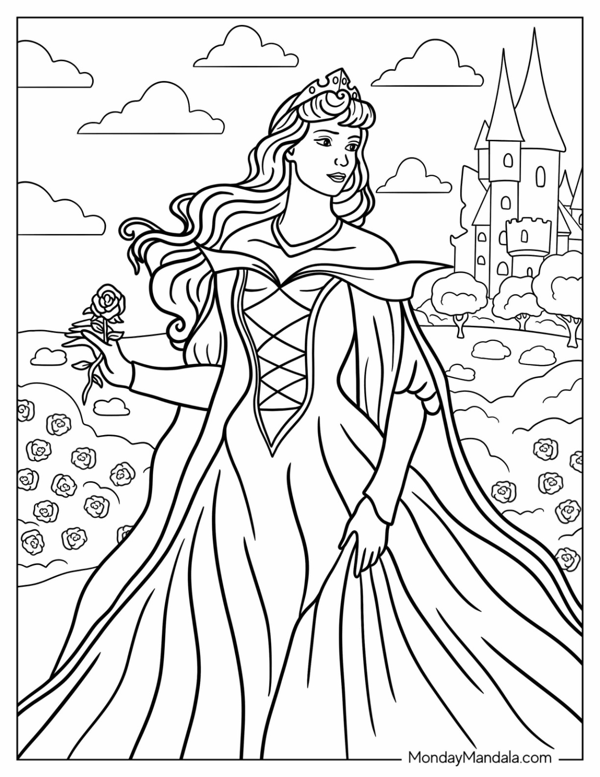 Princess coloring pages free pdf printables