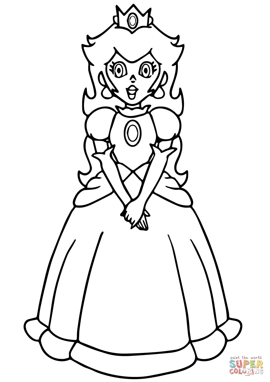 Super mario princess peach coloring page free printable coloring pages