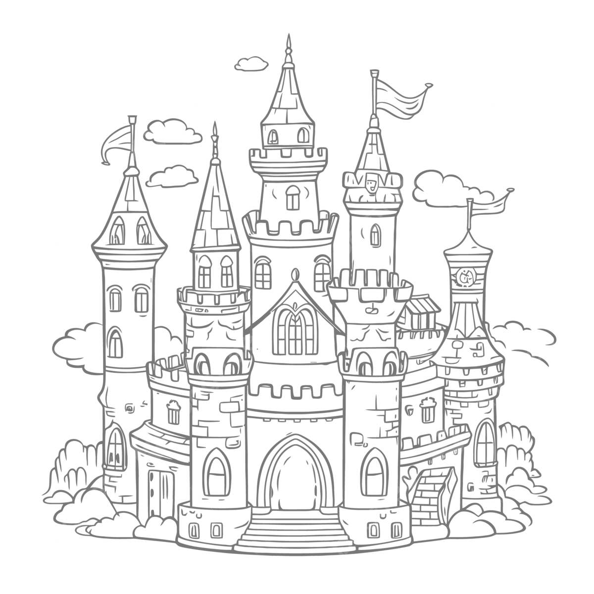 Castle coloring vector art png images free download on