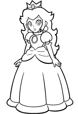 Mario princess peach coloring page free printable coloring pages