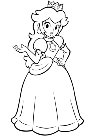 Mario bros princess peach coloring page free printable coloring pages