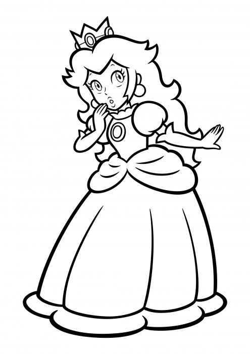 Princess peach confused coloring pages super mario coloring pages