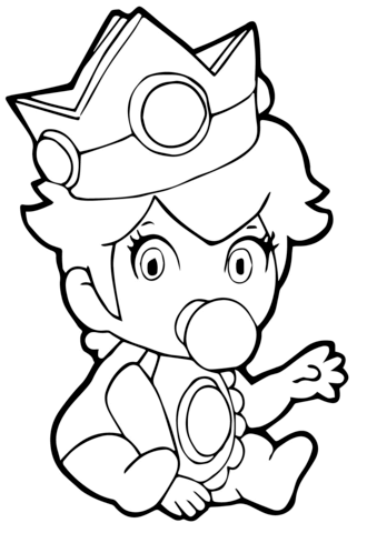 Baby princess peach coloring page free printable coloring pages