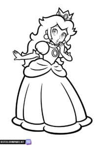 Free printable princess peach coloring page