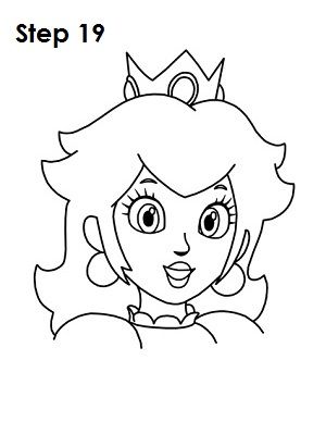 Draw princess peach step princess drawings mario coloring pages peach mario bros