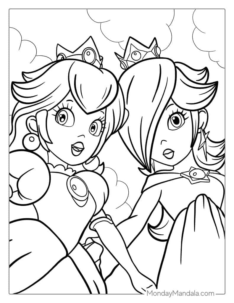 Princess peach coloring pages free pdf printables