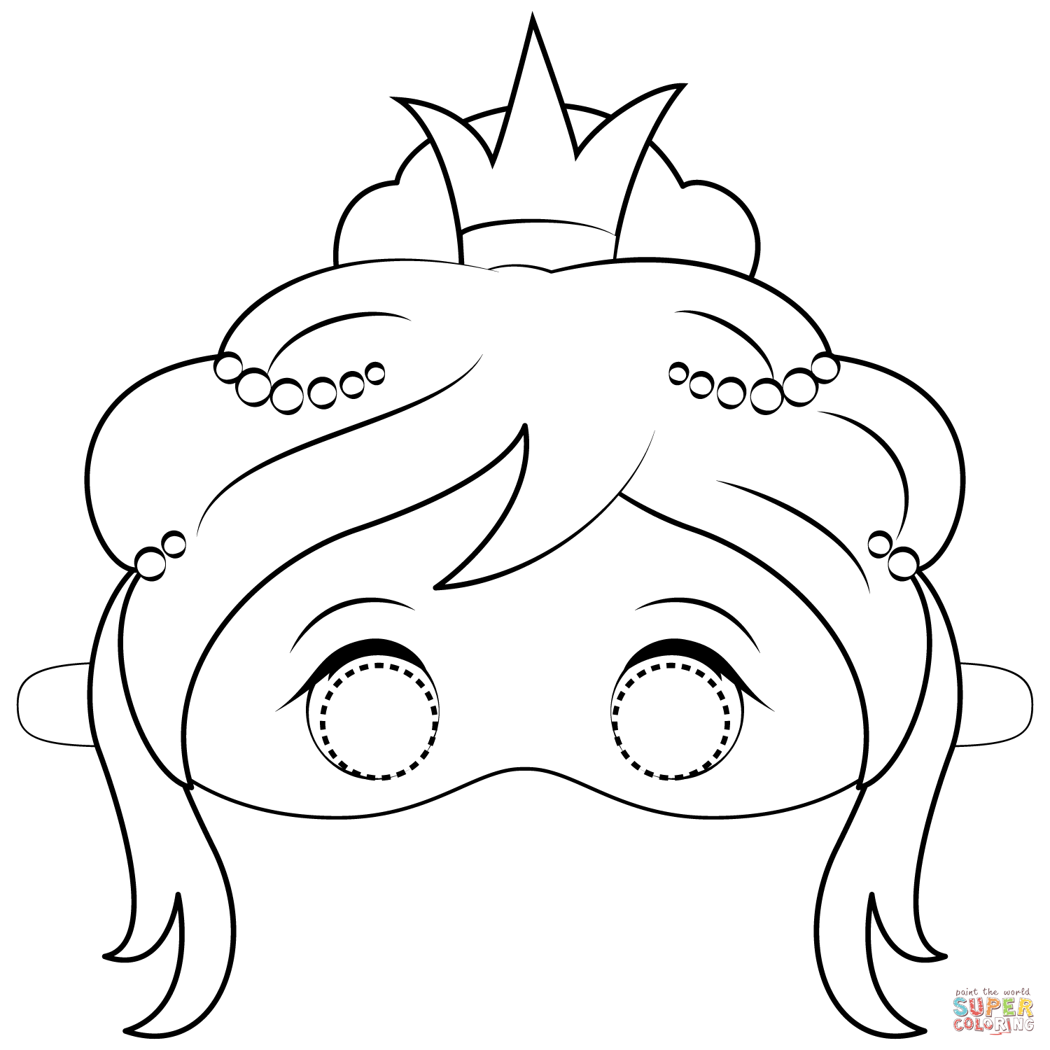 Princess mask coloring page free printable coloring pages