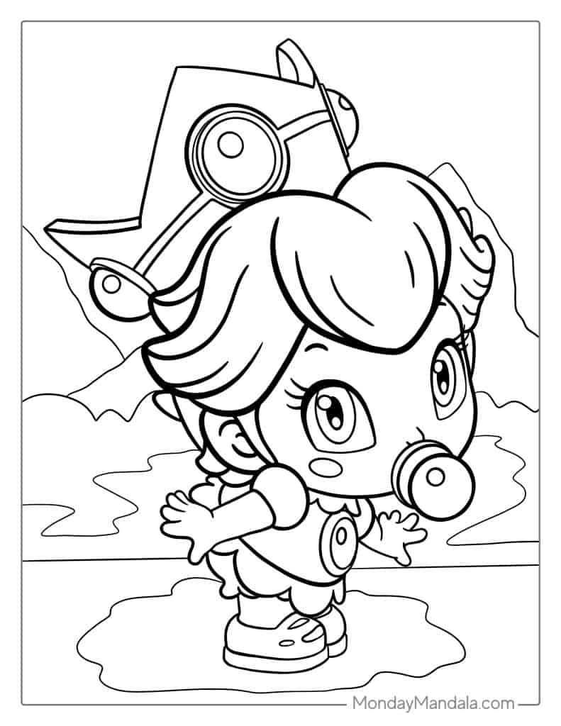 Princess peach coloring pages free pdf printables