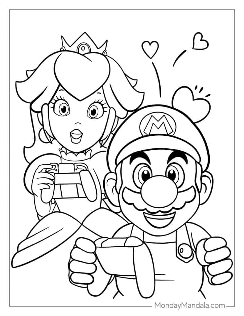 Princess peach coloring pages free pdf printables