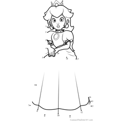 Princess peach from super mario dot to dot printable worksheet