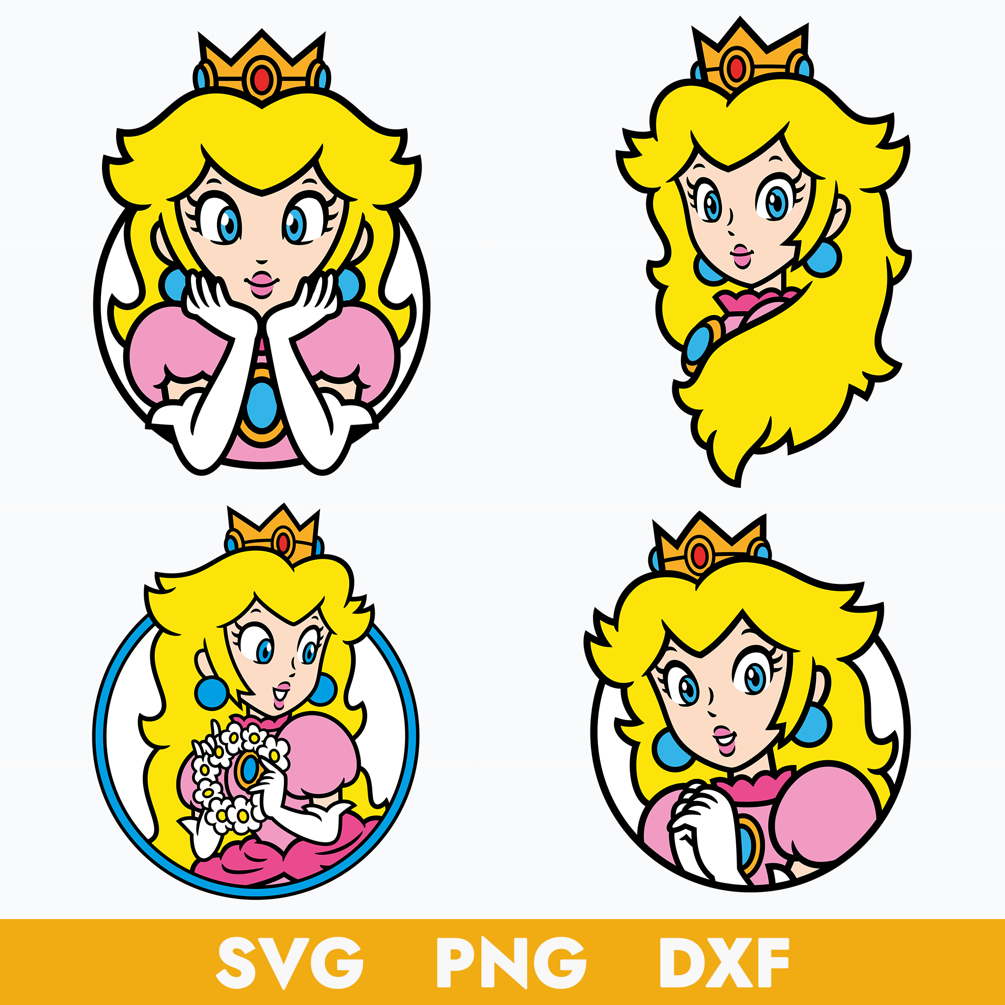 Princess peach face bundle svg princess peach svg super ma