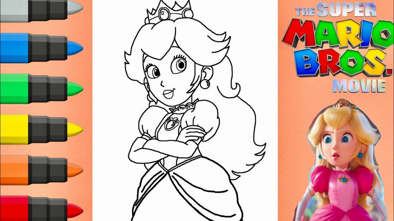 Coloring princess peach from the super mario bros movie