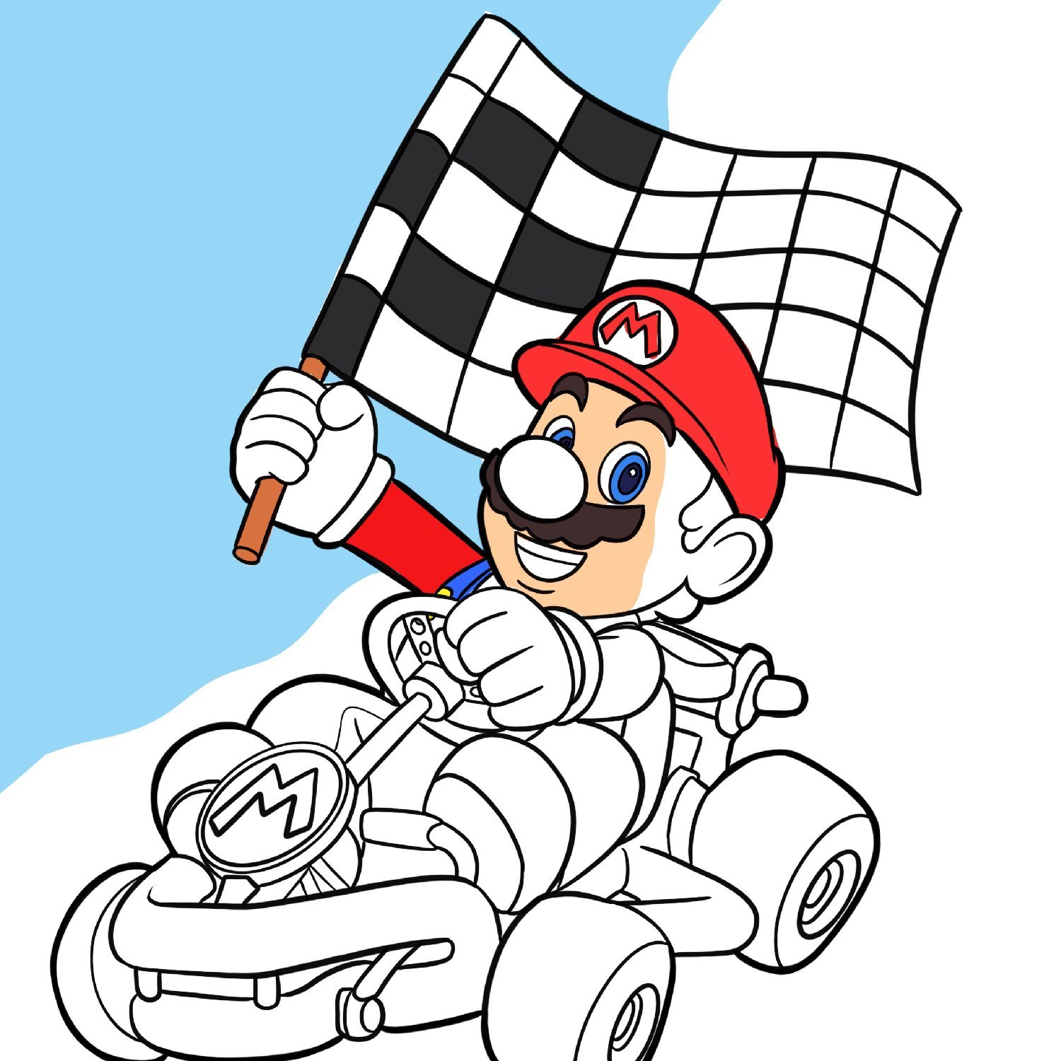 Mario kart coloring page