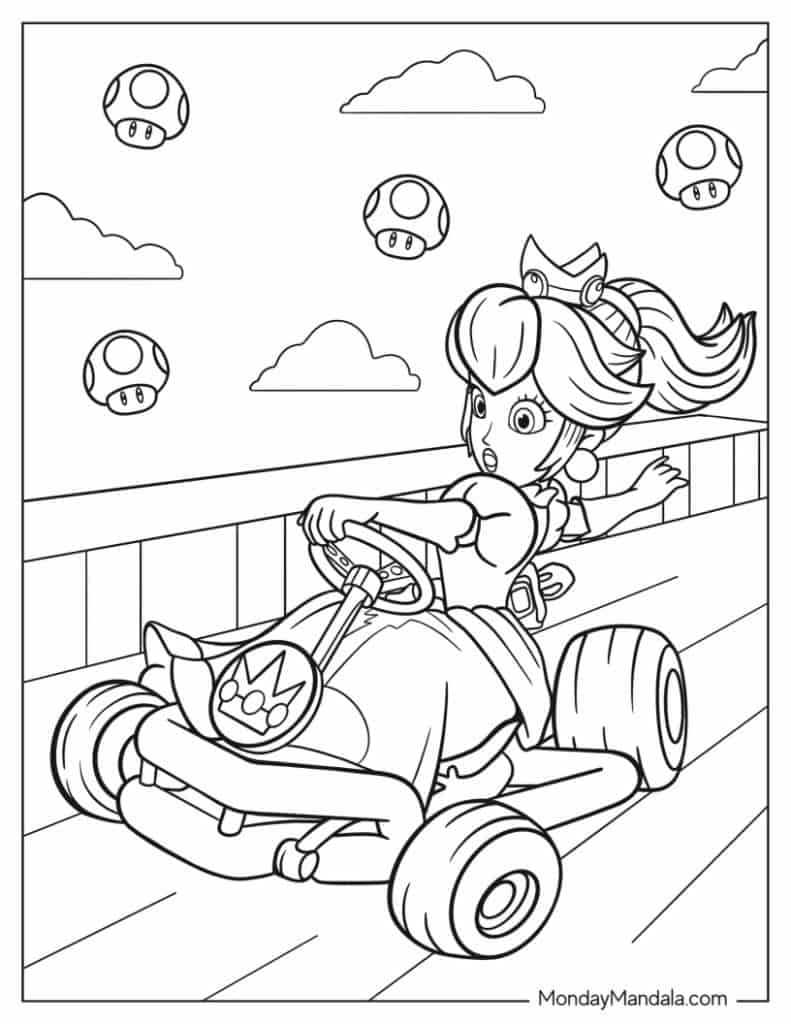 Mario kart coloring pages free pdf printables