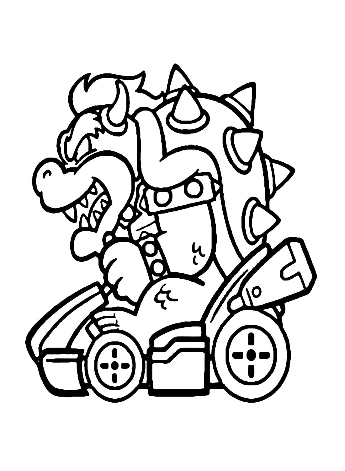 Mario kart bowser coloring page