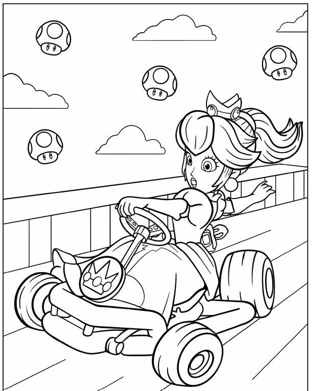 Printable pages mario kart coloring book