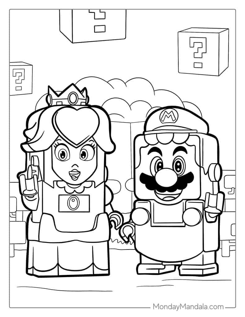 Princess peach coloring pages free pdf printables