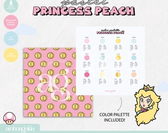 Pastel princess peach digital paper seamless digital paper peach digital paper pack with cliparts png