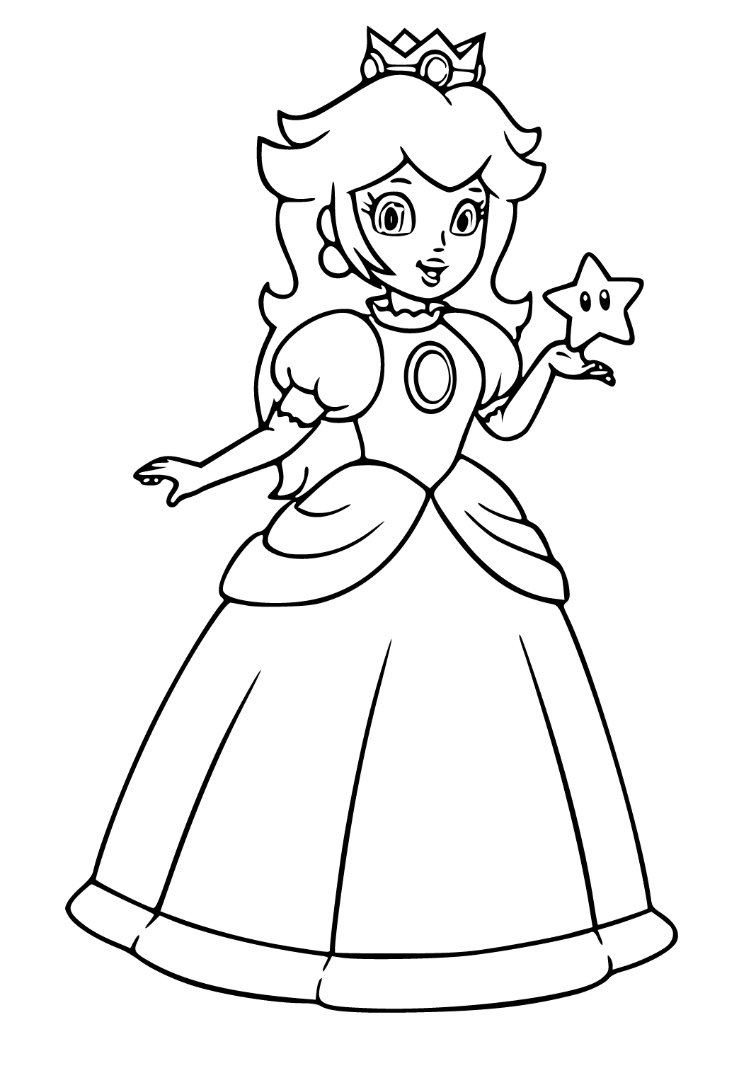 Free printable princess peach star coloring page for adults and kids