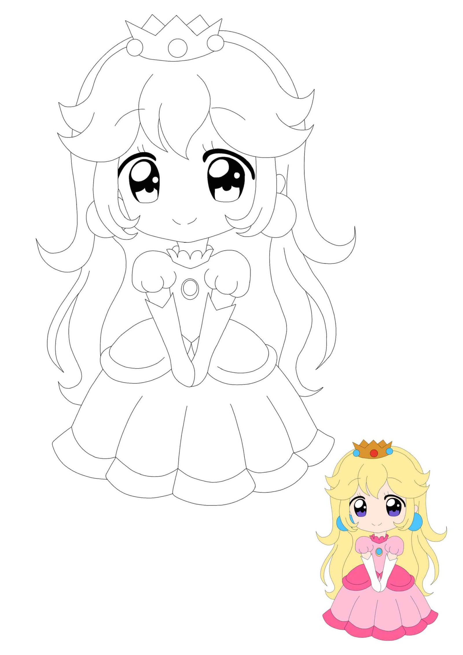 Princess peach anime coloring pages