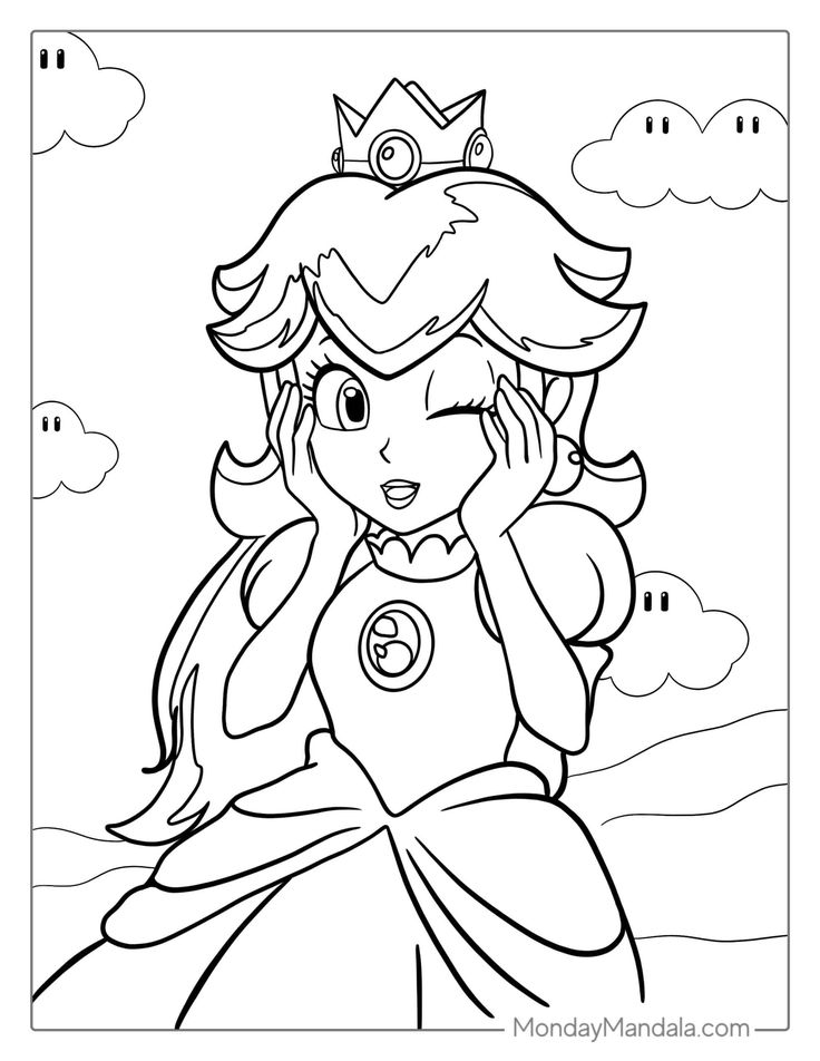 Princess peach coloring pages free pdf printables super mario coloring pages princess coloring pages mario coloring pages