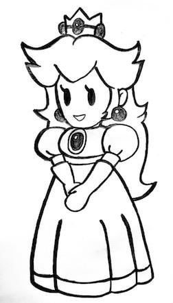 Pencil sketch of princess peach from paper mario that i drew today rmario