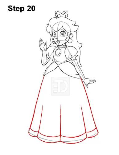 How to draw princess peach full body video step