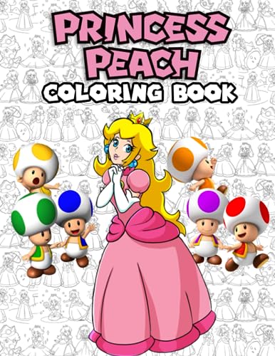 Princess peach coloring book many one sided drawing jumbo pages of characters and iconic scenes for children kids girls boys ages