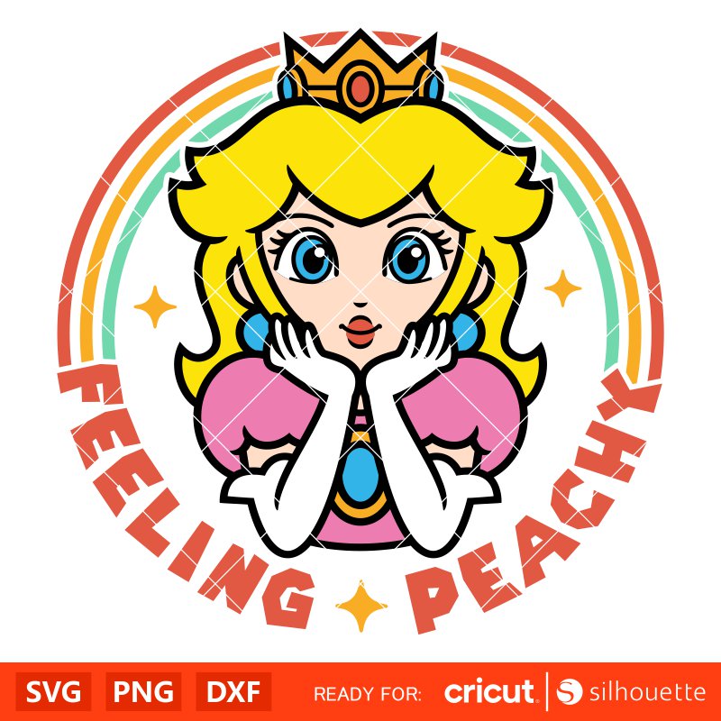 Feeling peachy svg princess peach svg super mario svg mario bros svg cricut silhouette vector cut file â ovalery svg