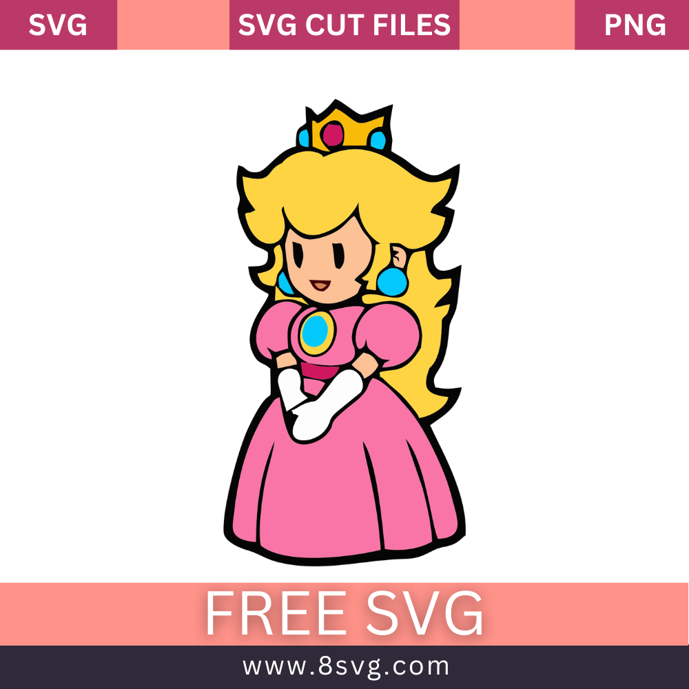 Disney princess paper princess peach super mario svg free cut file â