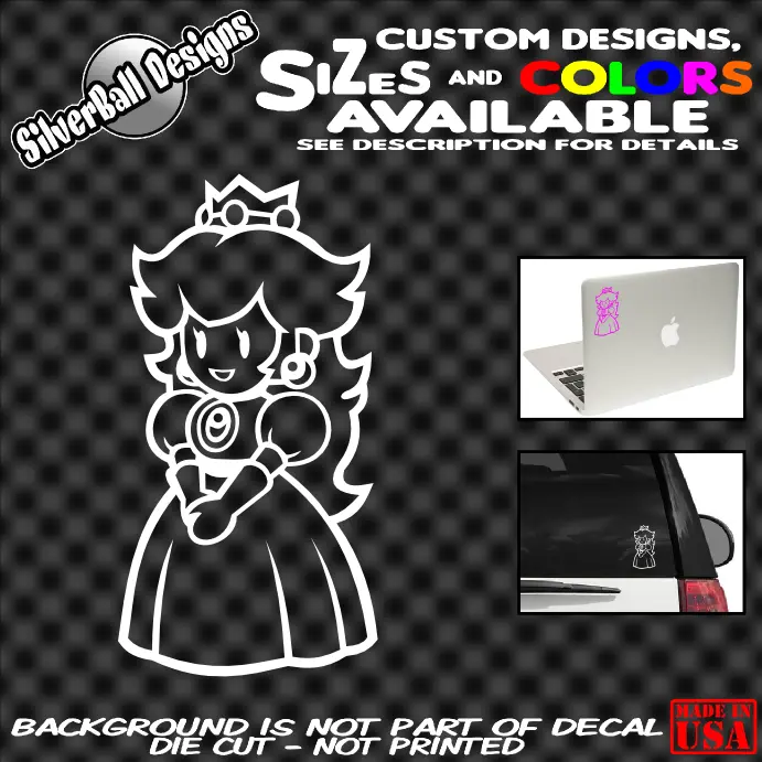 Princess peach custom vinyl sticker ds wii nintendo nes snes switch n mario