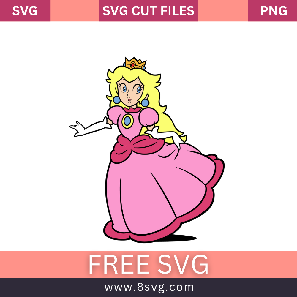 Disney princess peach super mario svg free cut file for cricut â