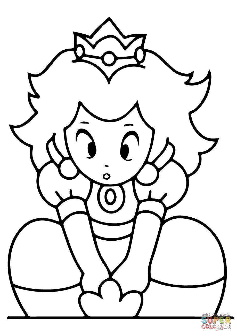 Kawaii princess peach coloring page free printable coloring pages