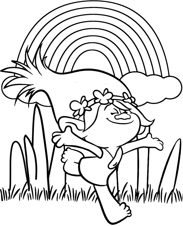 Poppy coloring page trolls to print