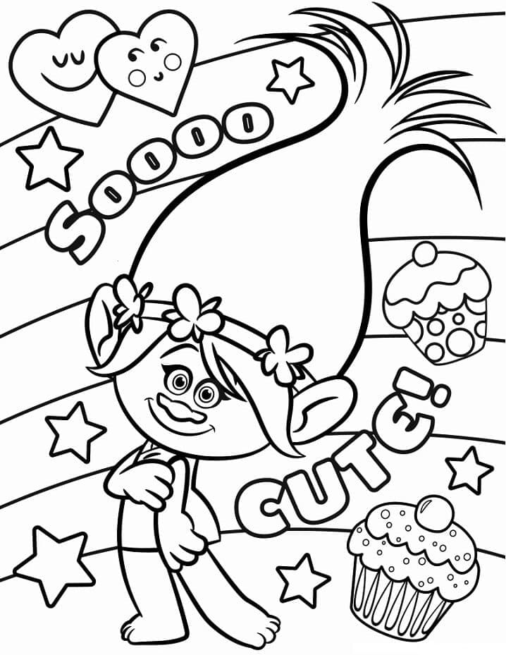 Cute princess poppy coloring page