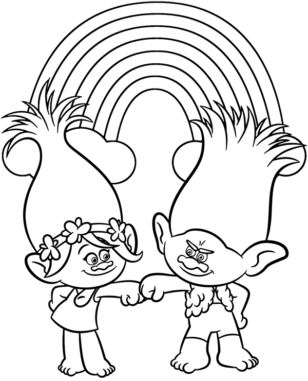 Trolls poppy and branch coloring sheet