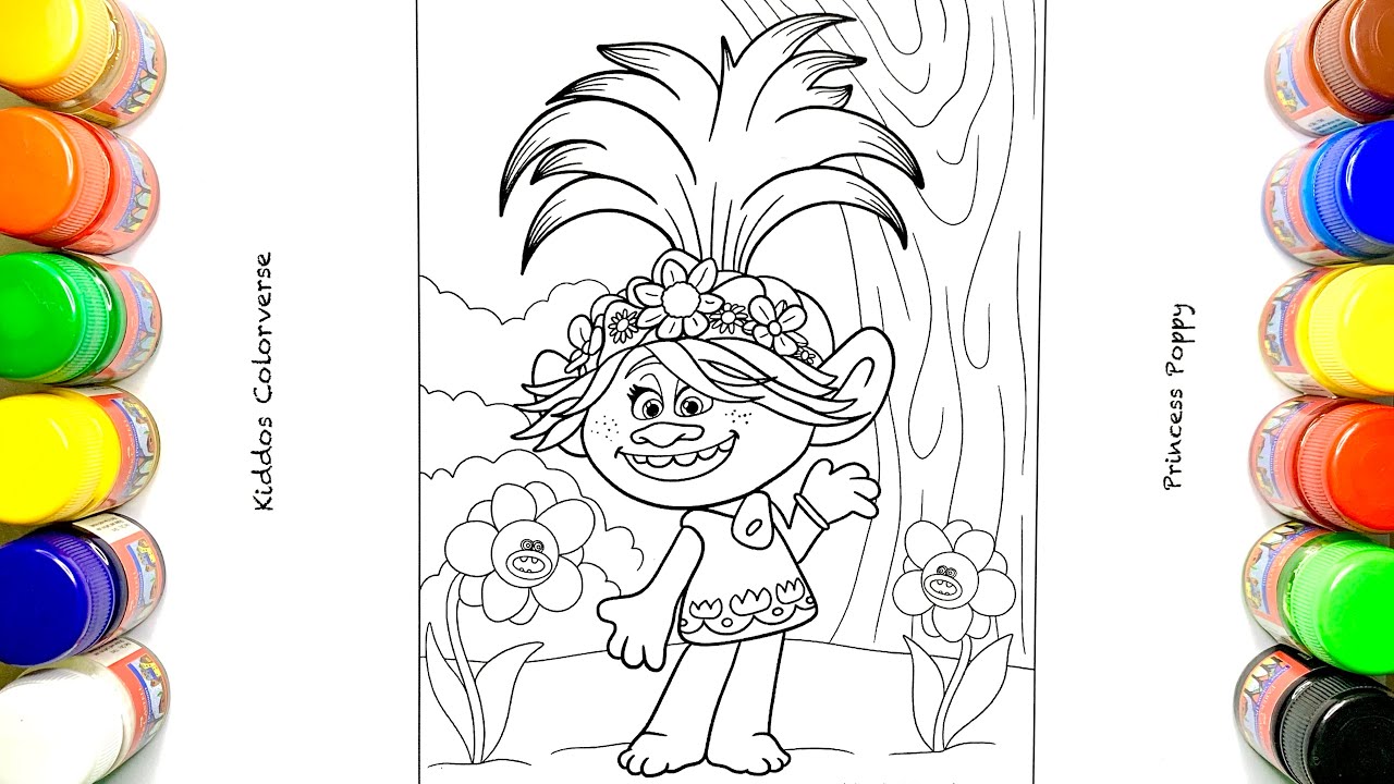 Troll poppy coloring troll queen poppy coloring for kids