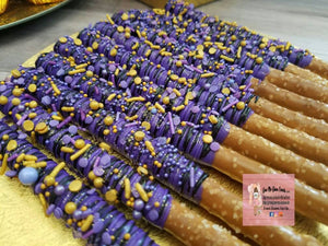 Royal purple princess theme chocolate covered dipped pretzel rods purp â give me glam events creations