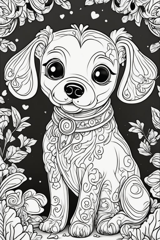 Coloring page white and black cute princess