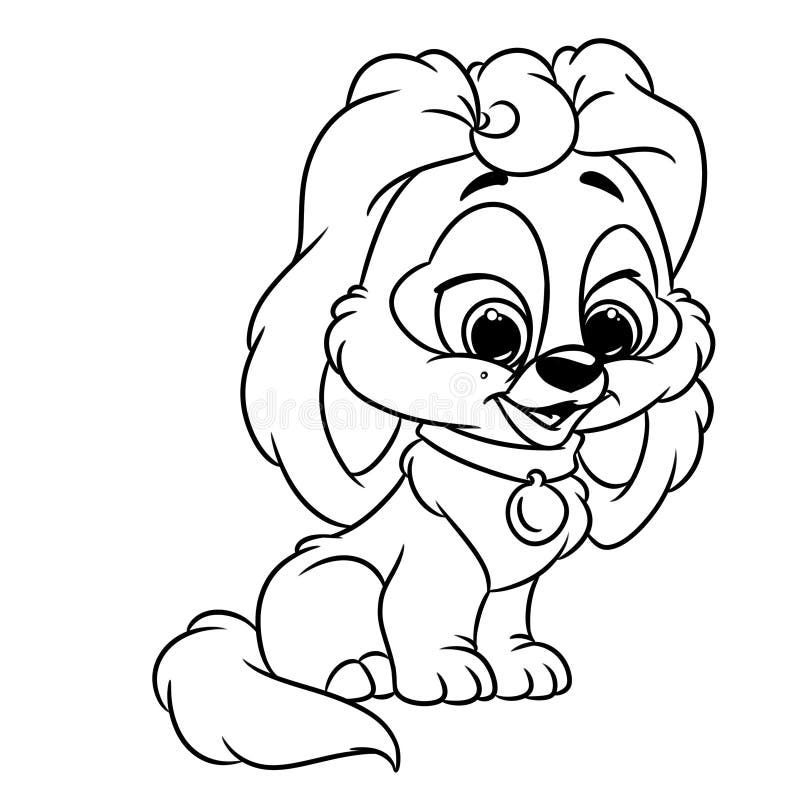 Puppy little page coloring cartoon illustrations stock illustration