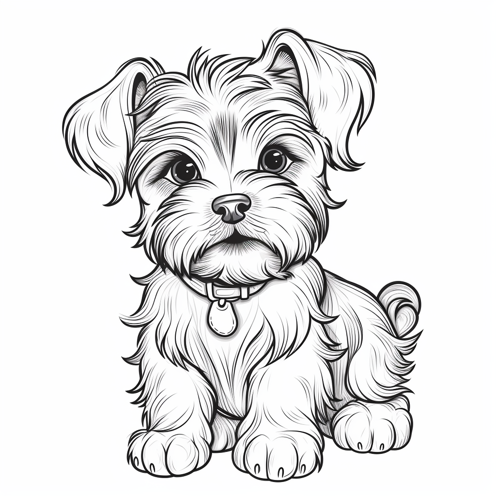 Drawing of a cute little yorkshire terrier puppy coloring page ðñðððððº